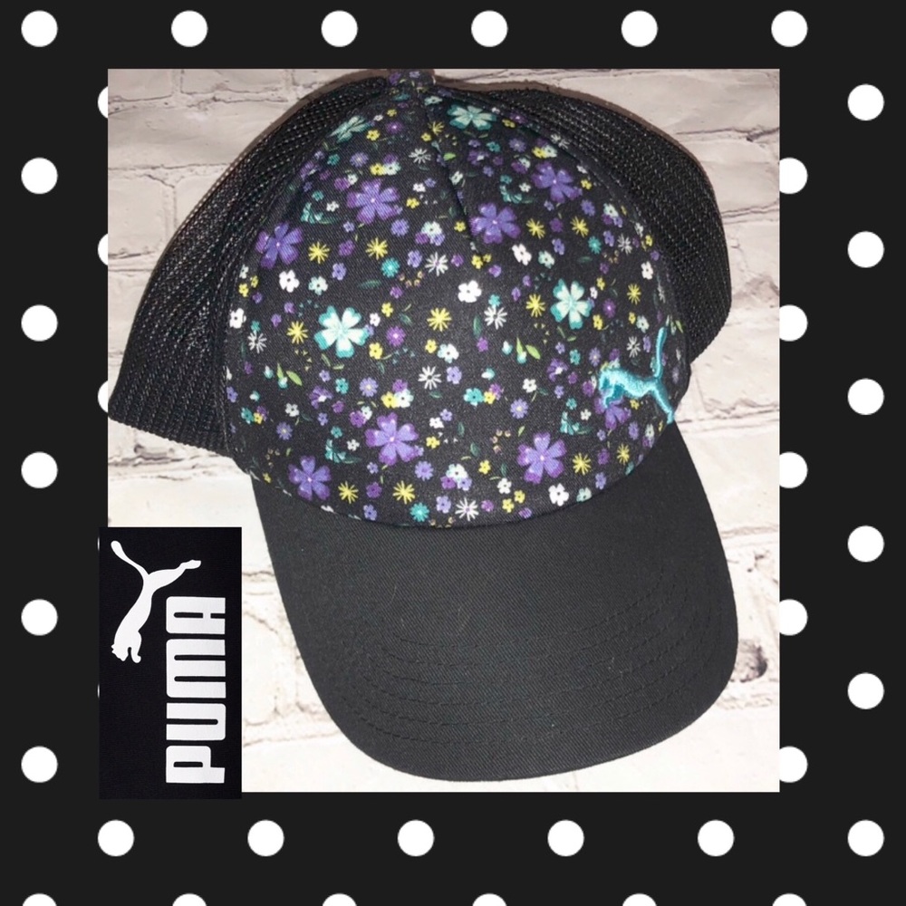 EUC BLACK & PURPLE PUMA HAT